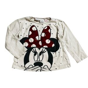 Zara Kids‎ Minnie Mouse Long Sleeve Tee - Cream and Red